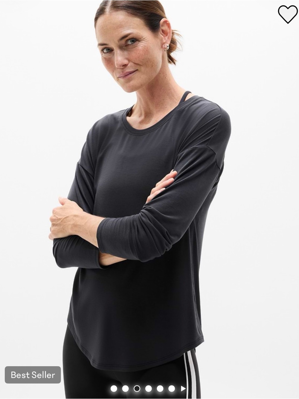 Athleta Black Long-Sleeve Crewneck Top